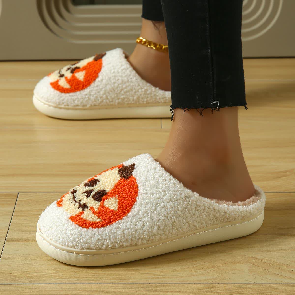 Plus Size Halloween Ghost Face Pumpkin Print Slippers - image 6