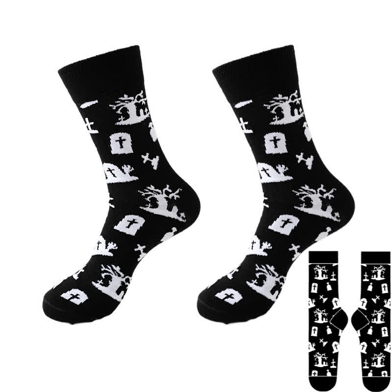 Halloween Black Series Quarter Socks(8 Pairs) - Black - D - EU37-46(US4-12) - image 9