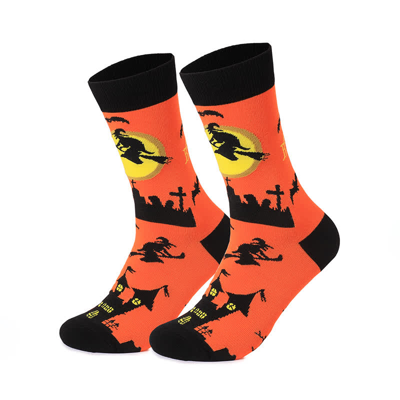 Halloween Night Series Quarter Socks(5 Pairs) - Orange - EU37-46(US4-12) - image 9