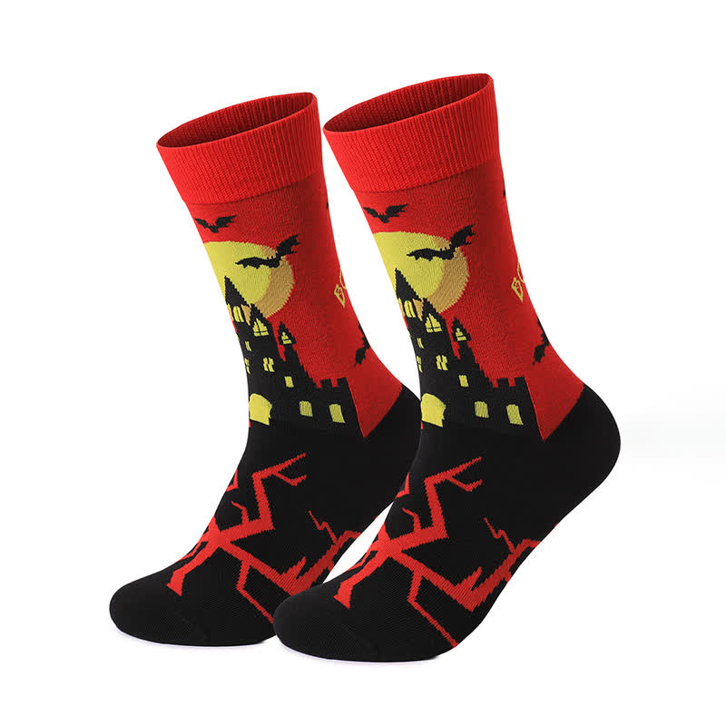 Halloween Night Series Quarter Socks(5 Pairs) - Red - EU37-46(US4-12) - image 5