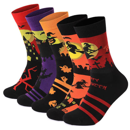 Halloween Night Series Quarter Socks(5 Pairs) - Multicolor - EU37-46(US4-12) - image 1