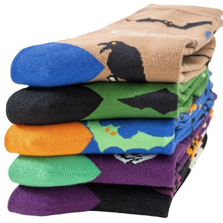 Halloween Spooky Print Quarter Socks(5 Pairs) - image 4