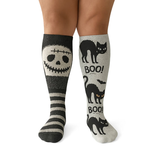 Plus Size Balck Cat Compression Socks - Mismatched Pair - 4XL - image 1