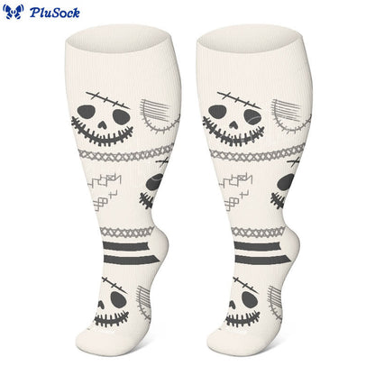 Plus Size Halloween Cute Bat Cat Print Compression Socks - image 3