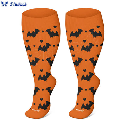 Plus Size Halloween Cute Bat Cat Print Compression Socks - image 1