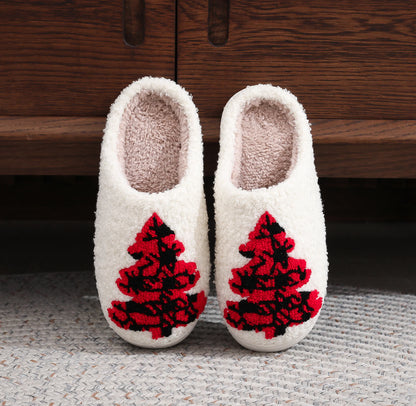 Plus Size Christmas Tree Print Slippers - image 3
