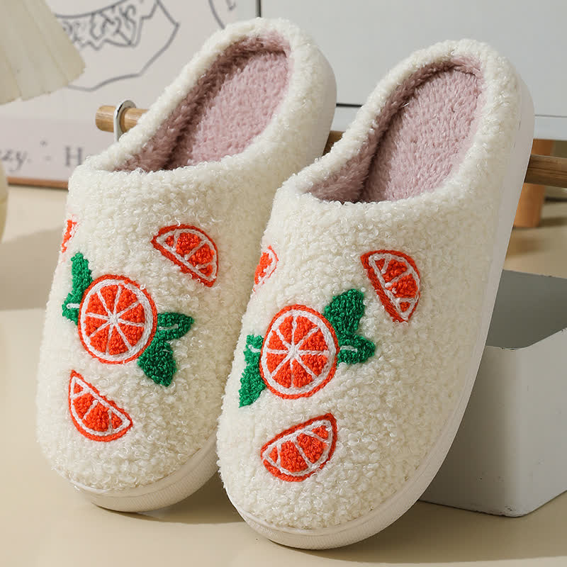 Plus Size Orange Print Slippers - White - EU43-44(US9-10) - image 1