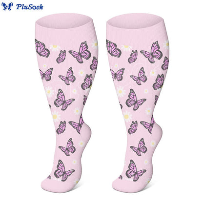 Plus Size Butterfly Flower Series Compression Socks(3 Pairs) - image 6
