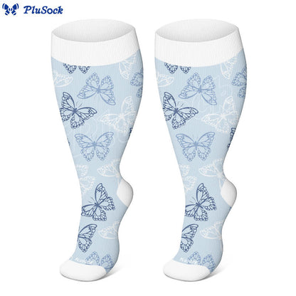 Plus Size Butterfly Flower Series Compression Socks(3 Pairs) - image 4