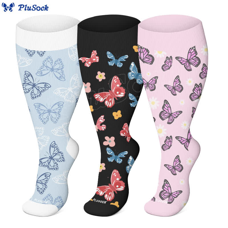 Plus Size Butterfly Flower Series Compression Socks - image 0