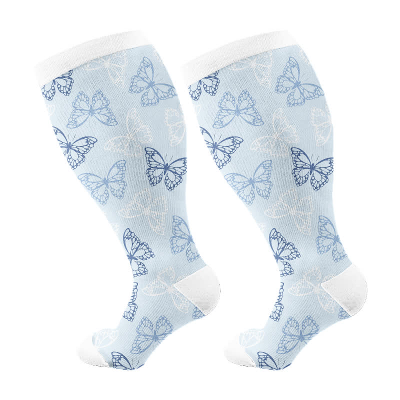 Plus Size Butterfly Flower Series Compression Socks(3 Pairs) - image 8