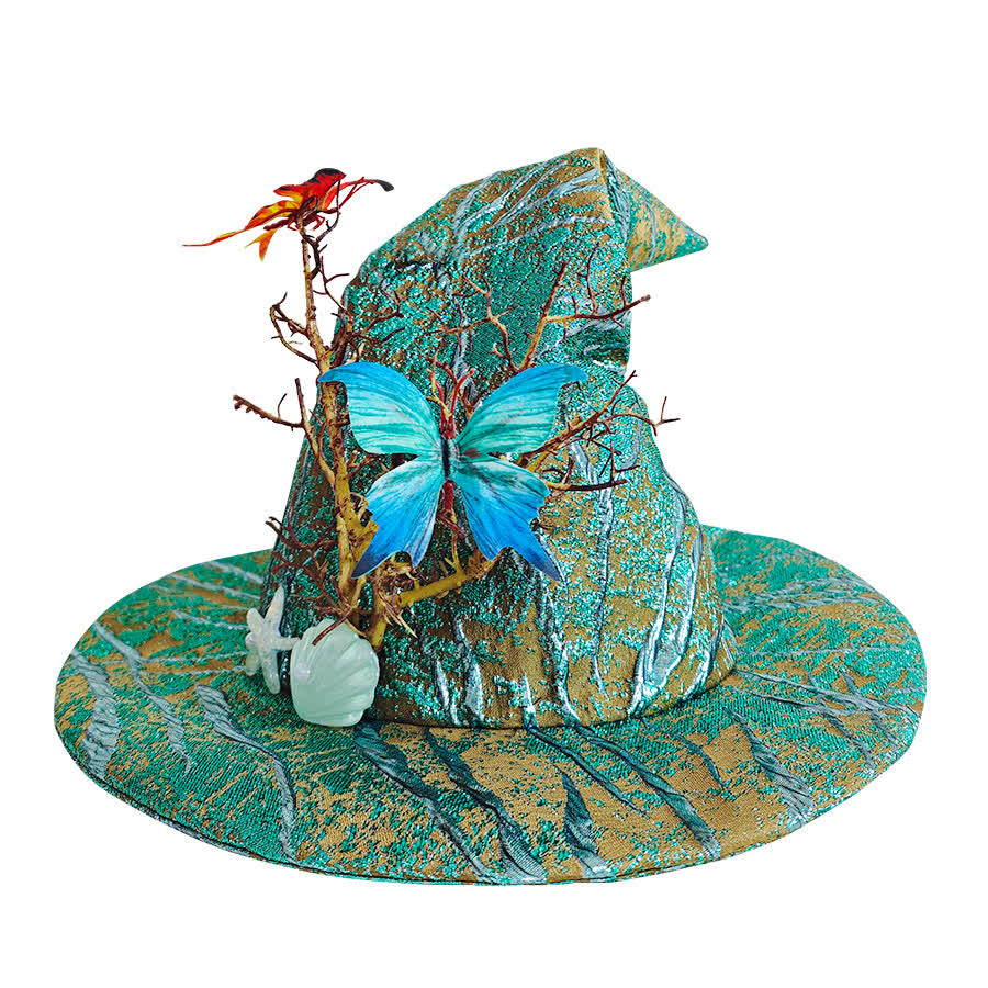 Halloween Butterfly Shell Witch Hat - Green - One Size - image 2