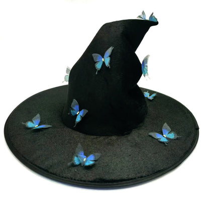 Plus Size Halloween Butterfly Witch Hat - Blue - One Size - image 6