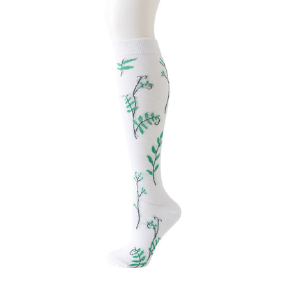 White Floral Series Compression Socks(6 Pairs) - Green - L/XL - image 6
