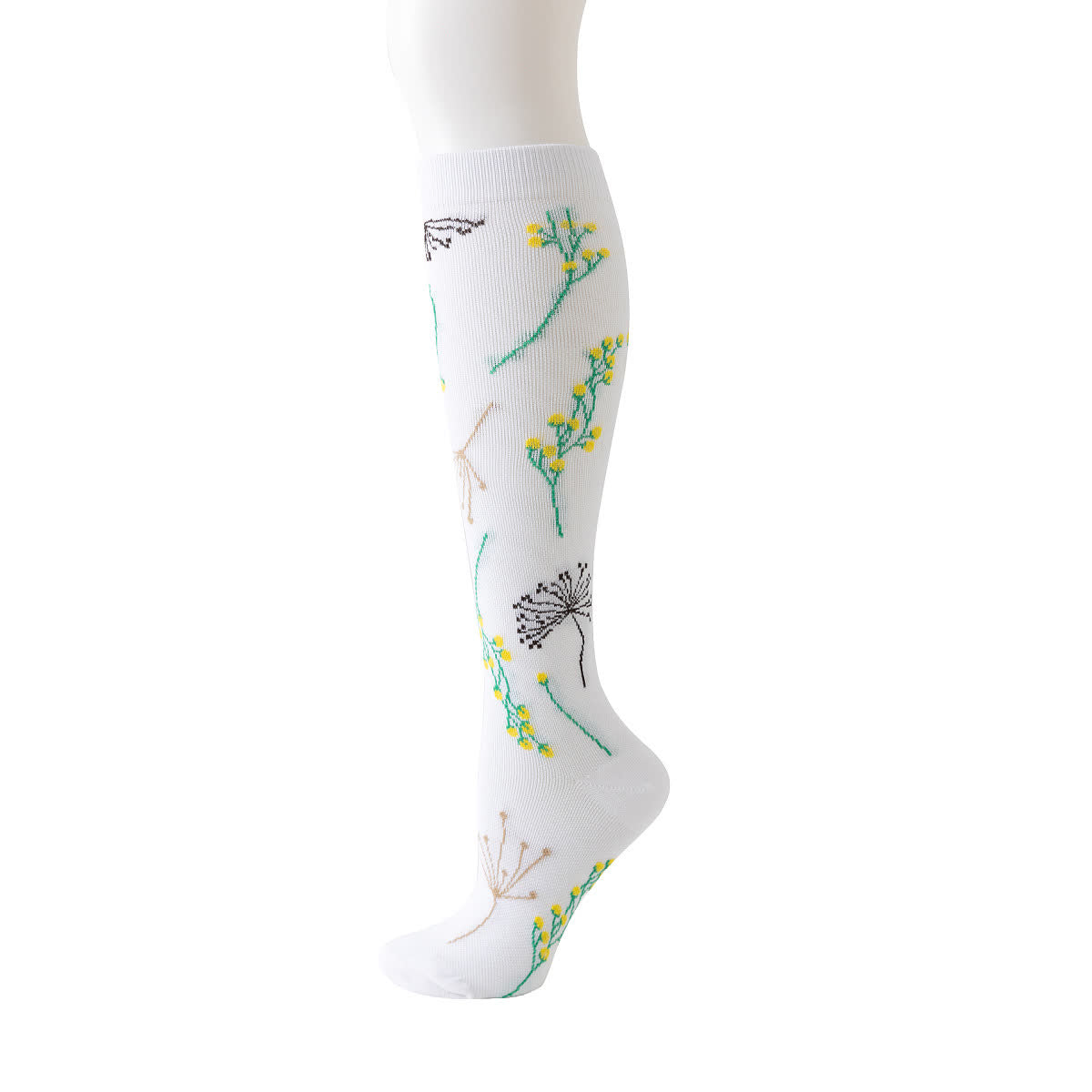 White Floral Series Compression Socks(6 Pairs) - Yellow - L/XL - image 3