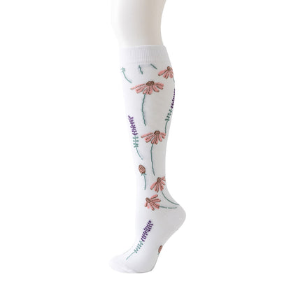 White Floral Series Compression Socks(6 Pairs) - Purple - L/XL - image 2