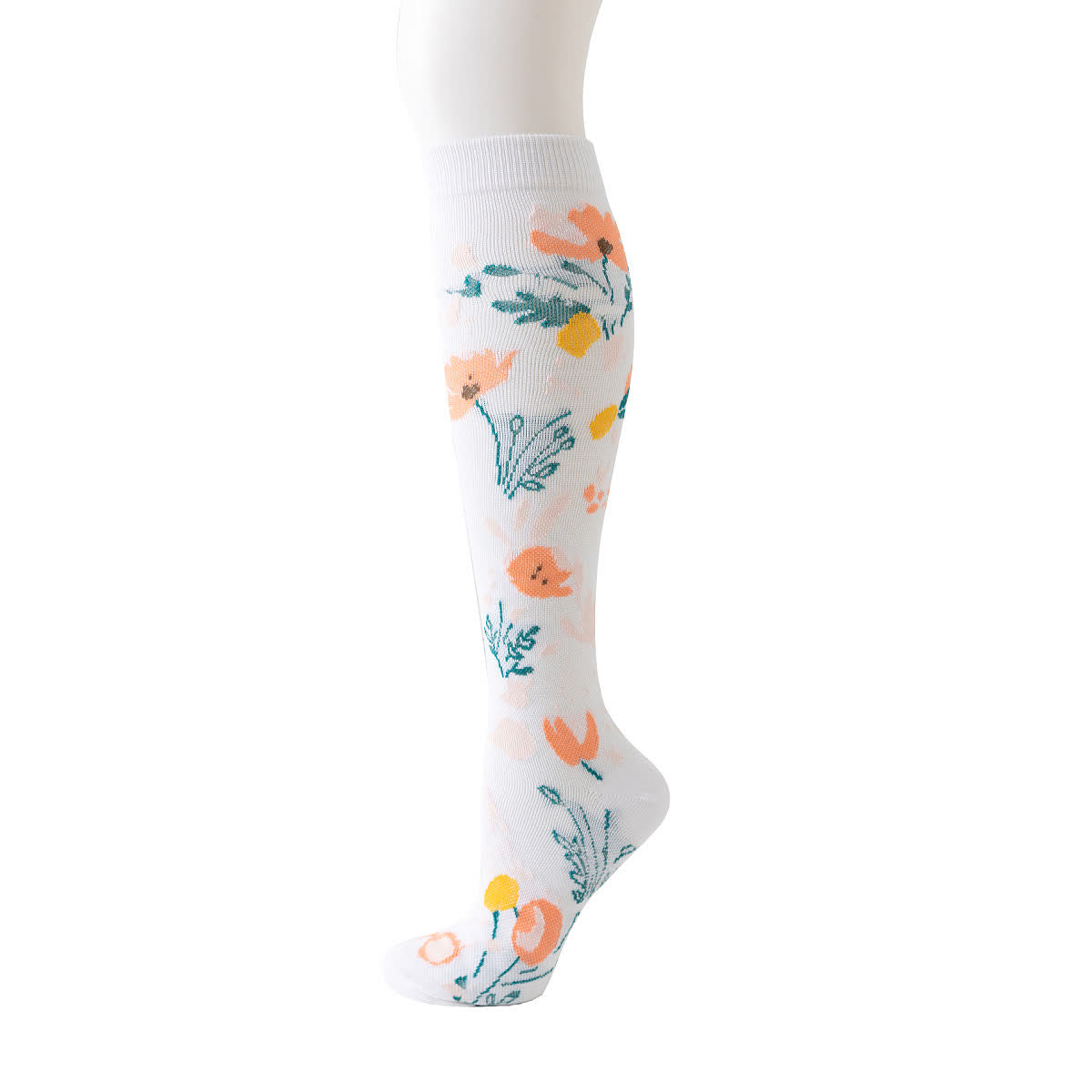 White Floral Series Compression Socks(6 Pairs) - Orange - L/XL - image 4