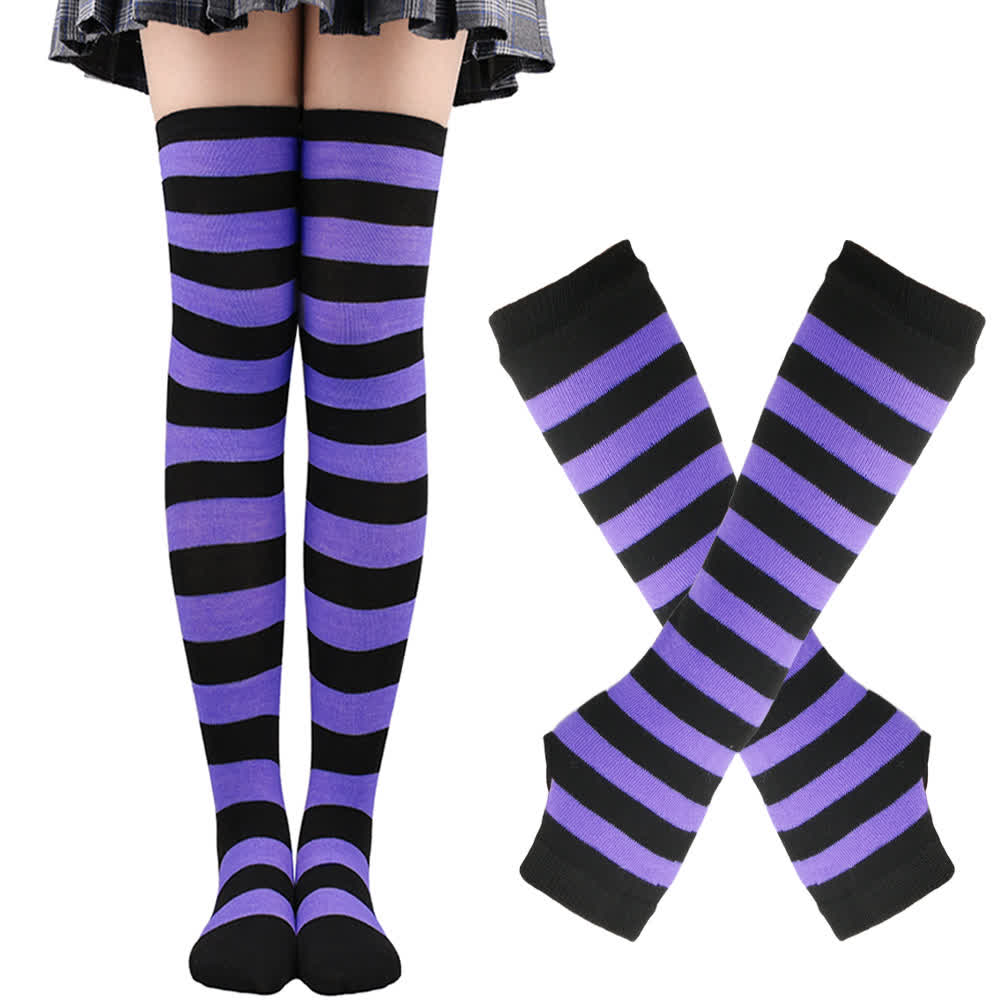 Purple Series Gloves Thigh High Socks Set - Purple - B - One Size - image 1