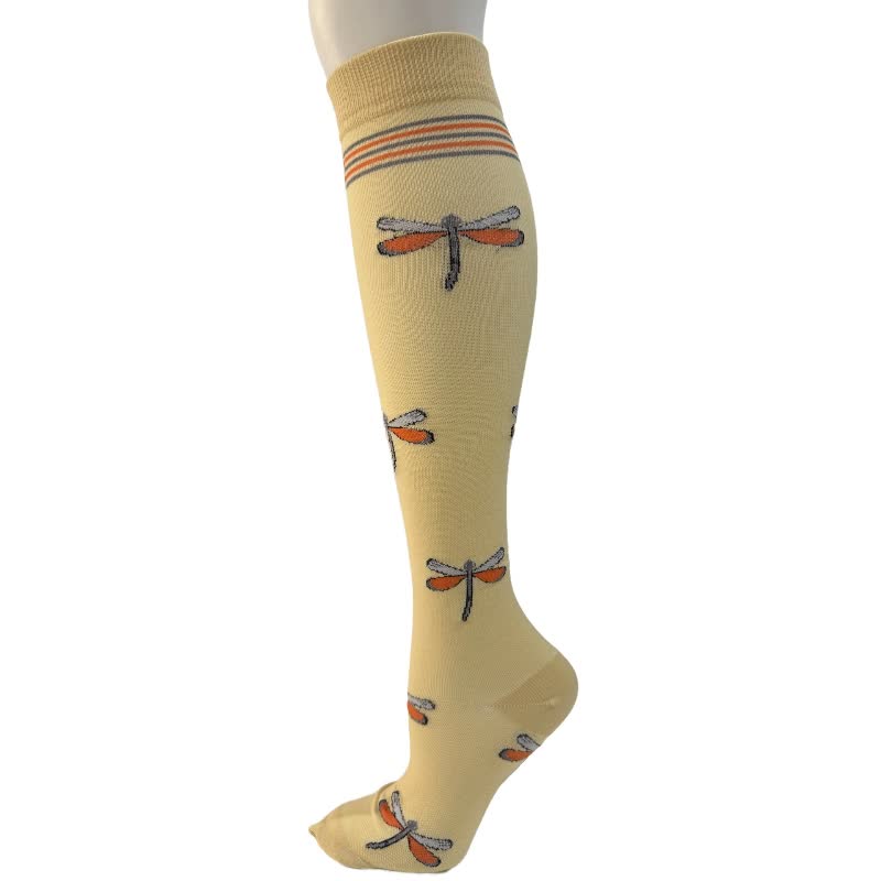 Stripe Heart Dragonfly Knee High Compression Socks(6 Pairs) - E - S/M - image 5