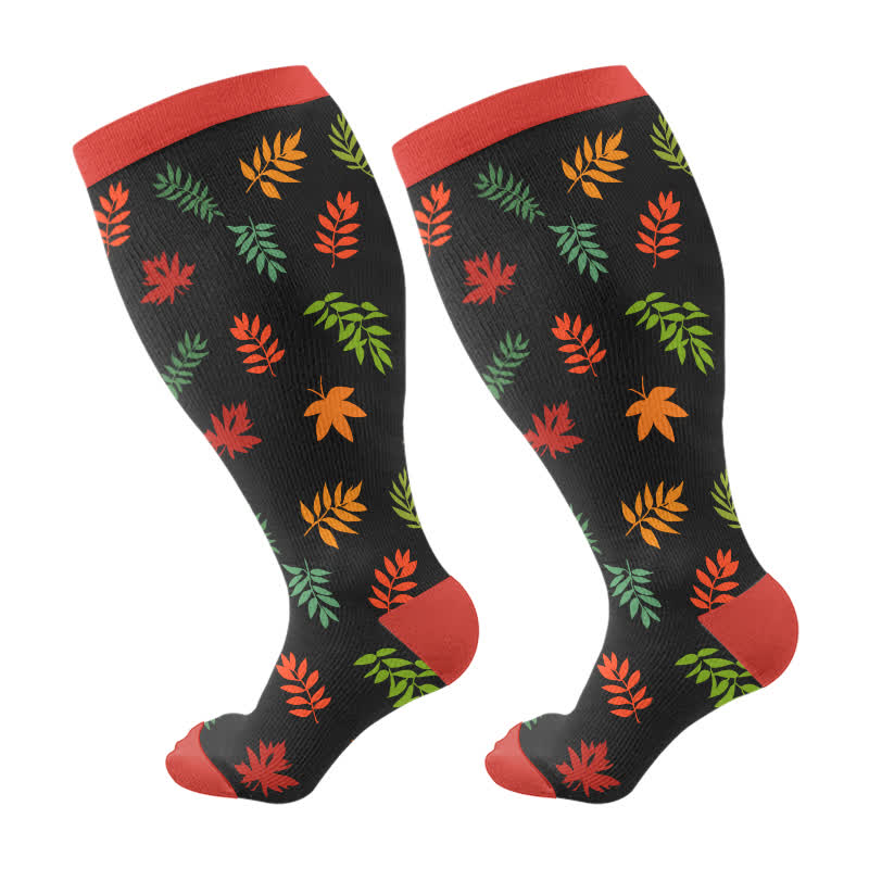 Plus Size Squirrel Leaf Print Compression Socks - image 5