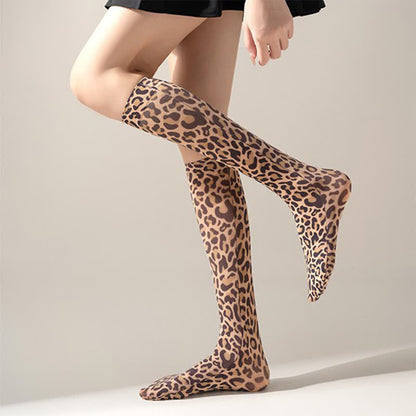 Wild Leopard Camouflage Print Knee High Socks(5 Pairs) - image 0