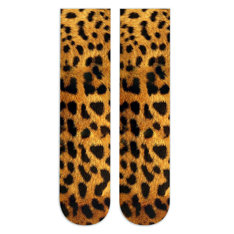 Wild Leopard Camouflage Print Knee High Socks(5 Pairs) - B - EU36-42(US3-8.5) - image 5
