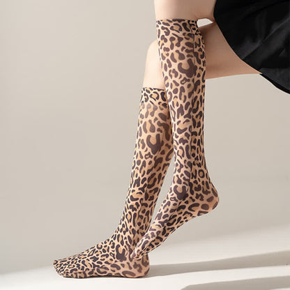 Wild Leopard Camouflage Print Knee High Socks(5 Pairs) - image 1