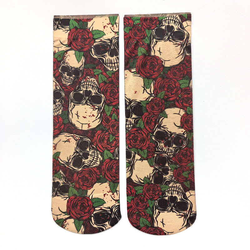 Halloween Rose Skull Print Ankle Socks(4 Pairs) - D - EU36-42(US3-8.5) - image 4