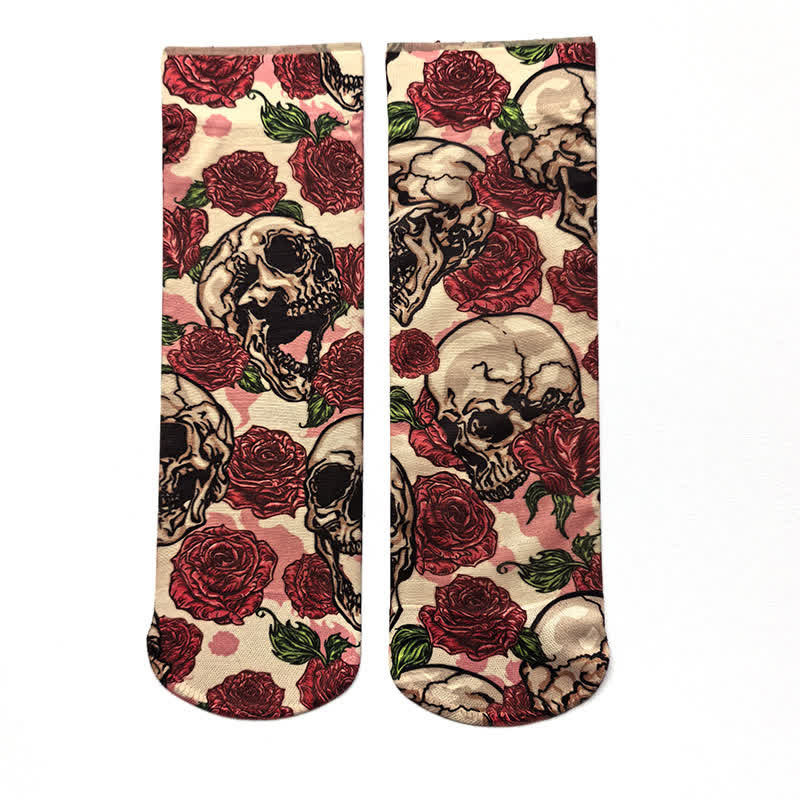 Halloween Rose Skull Print Ankle Socks(4 Pairs) - B - EU36-42(US3-8.5) - image 2