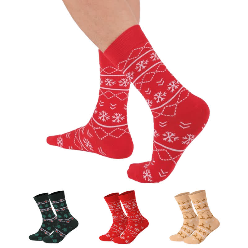 Christmas Elk Tree Quarter Socks(3 Pairs) - image 0