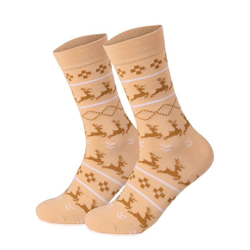 Christmas Elk Tree Quarter Socks(3 Pairs) - Apricot - EU36-46(US4-12) - image 11