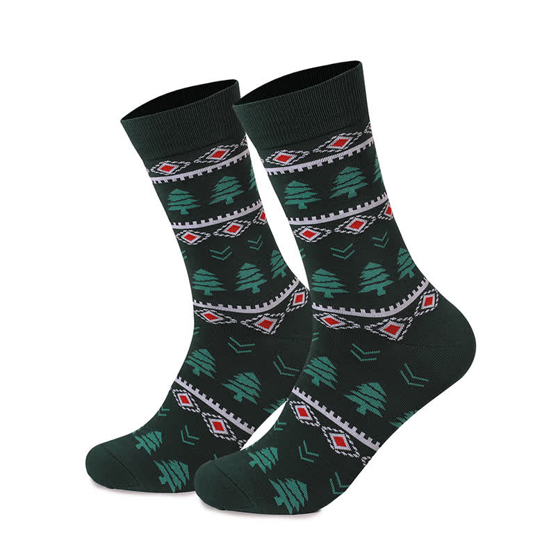 Christmas Elk Tree Quarter Socks(3 Pairs) - Black - EU36-46(US4-12) - image 4