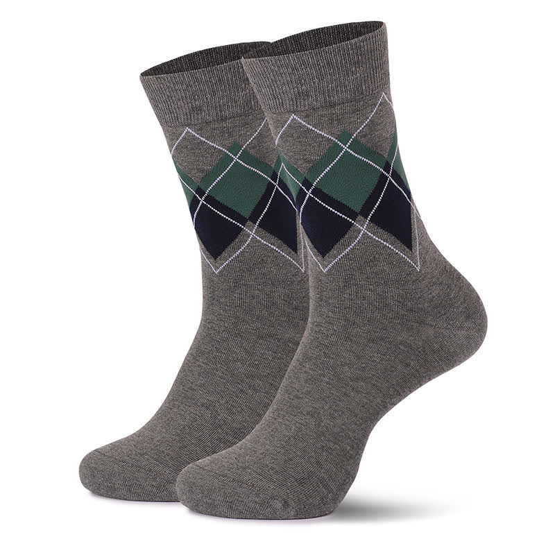 British Style Diamond Check Quarter Socks(4 Pairs) - Dark Grey - EU38-47(US5-12) - image 9