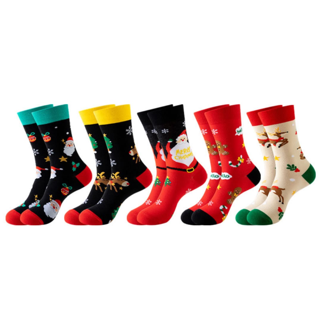 Christmas Pattern Quarter Socks(3 Pairs) - Multicolor A - EU37-44(US4-10) - image 15