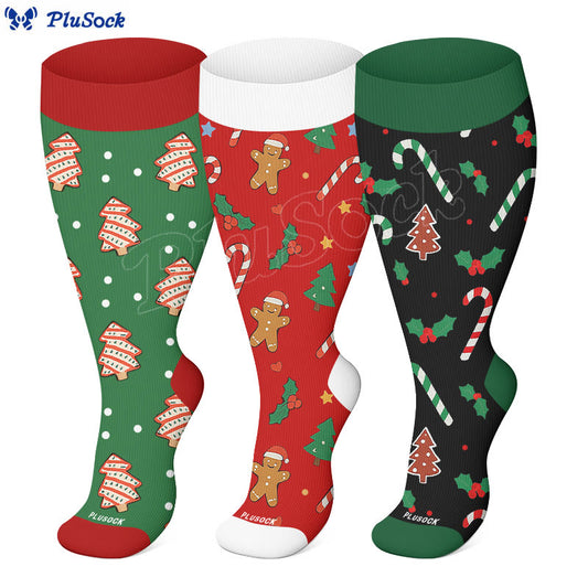 Plus Size Jolly Christmas Compression Socks - image 0