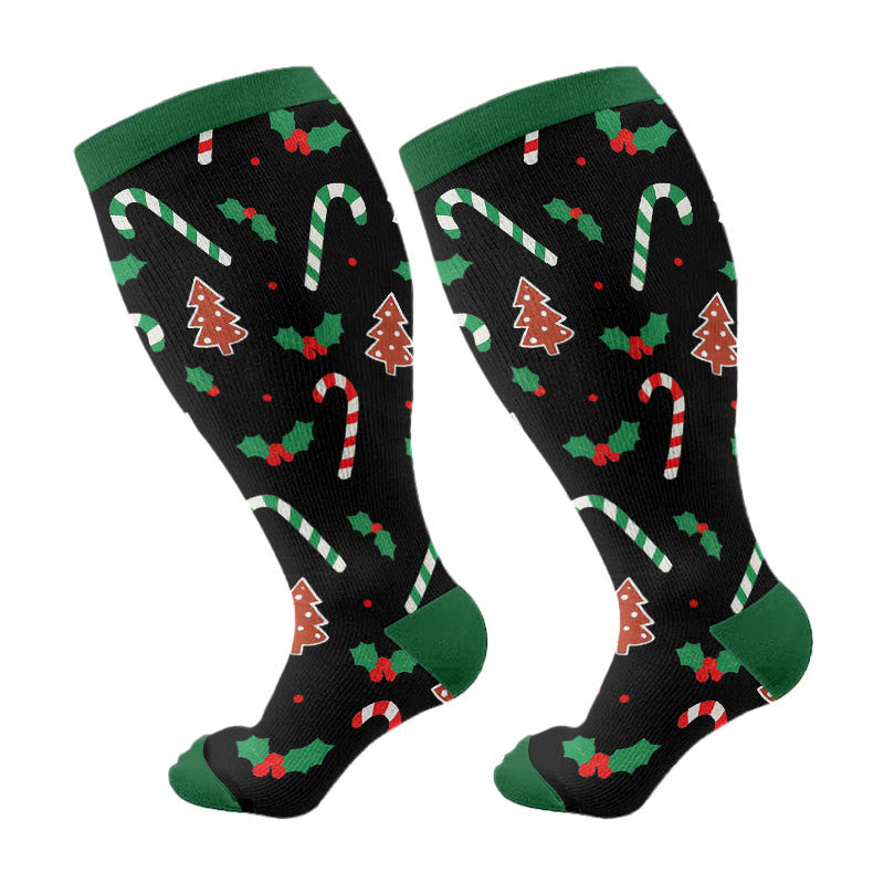 Plus Size Jolly Christmas Compression Socks(3 Pairs) - image 8