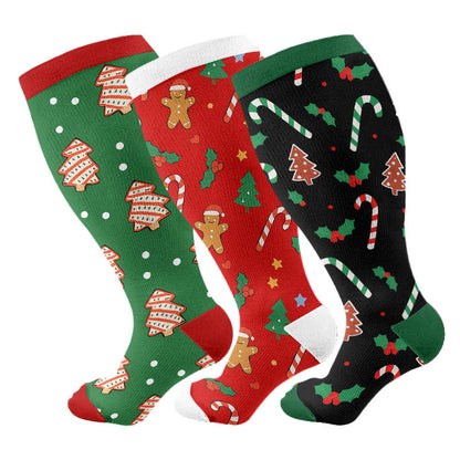 Plus Size Jolly Christmas Compression Socks - image 1