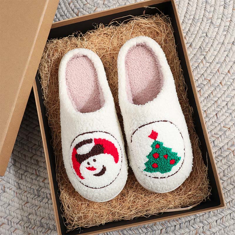 Plus Size Christmas Tree Snowman Slippers - image 0