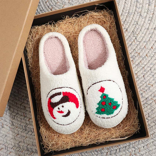 Plus Size Christmas Tree Snowman Slippers - image 0