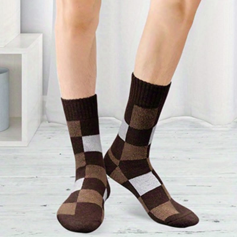 Warm Plaid Quarter Socks(3 Pairs) - image 1
