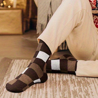 Warm Plaid Quarter Socks(3 Pairs) - image 3