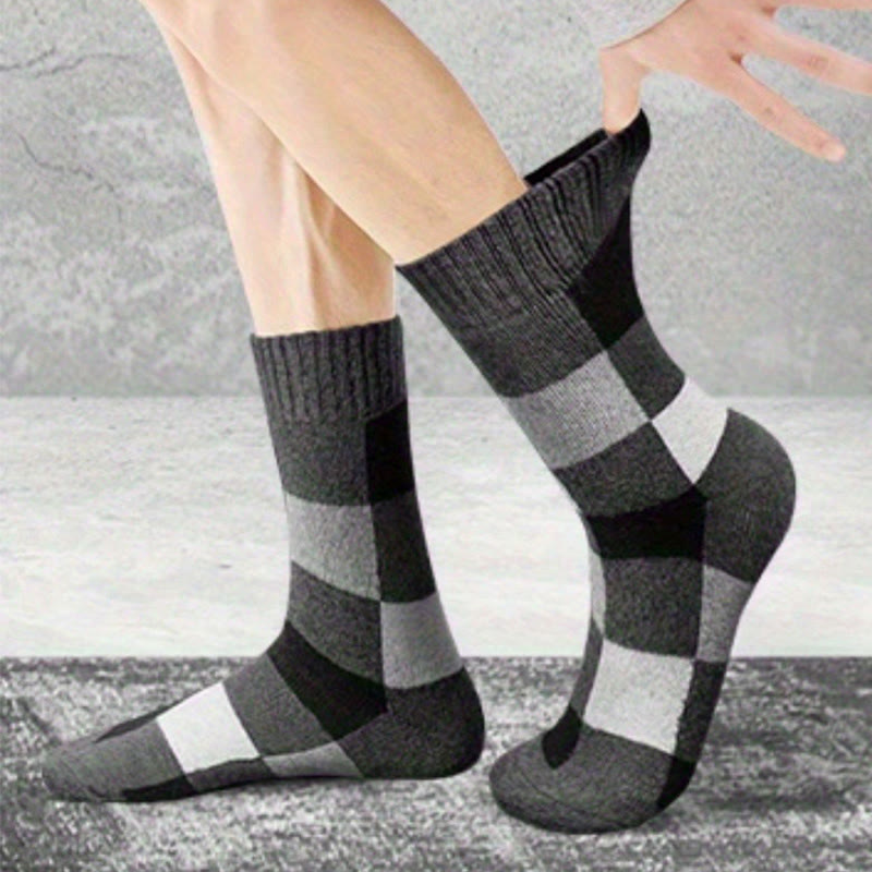 Warm Plaid Quarter Socks(3 Pairs) - image 2