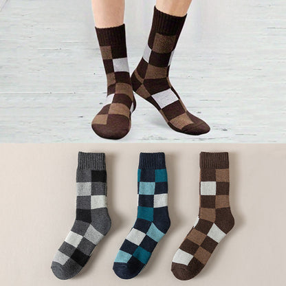 Warm Plaid Quarter Socks(3 Pairs) - image 0