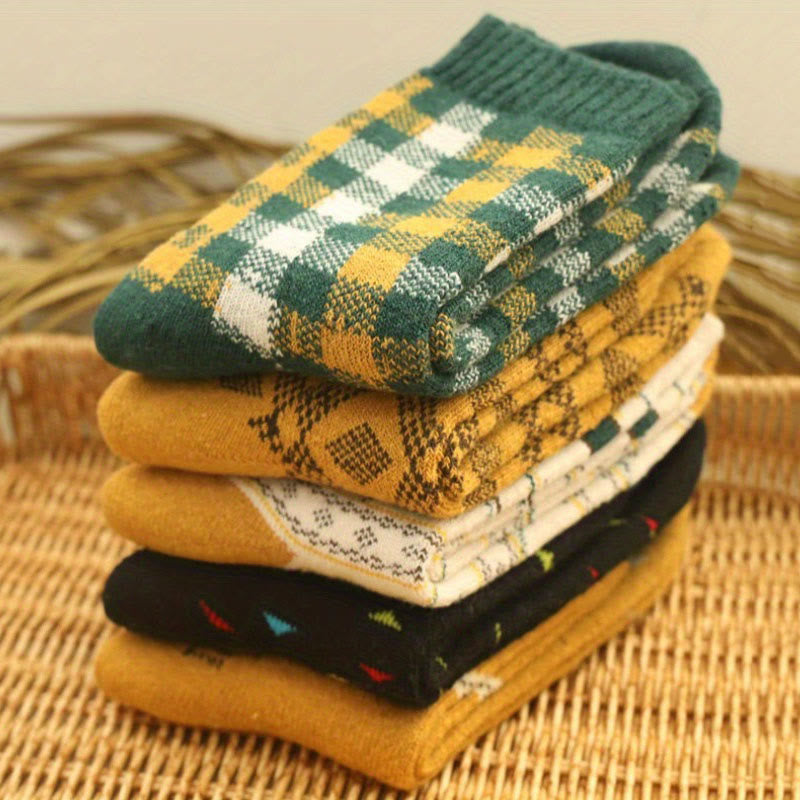 Diamond Retro Quarter Socks(5 Pairs) - image 1