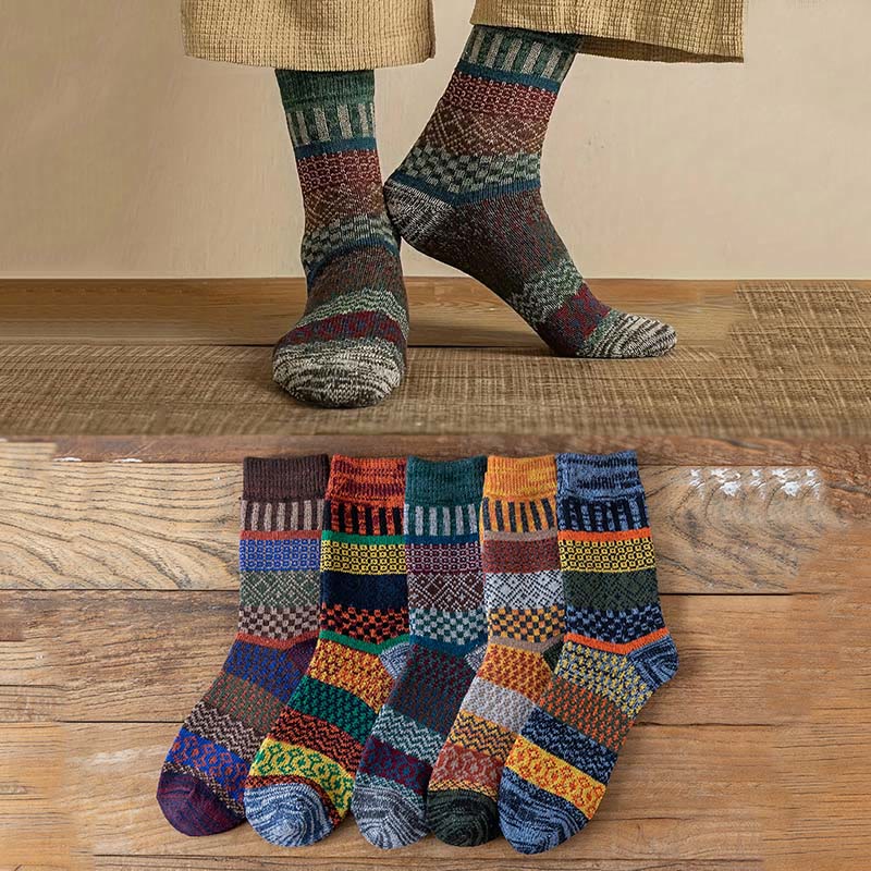 Double Needle Retro Quarter Socks(5 Pairs) - image 0