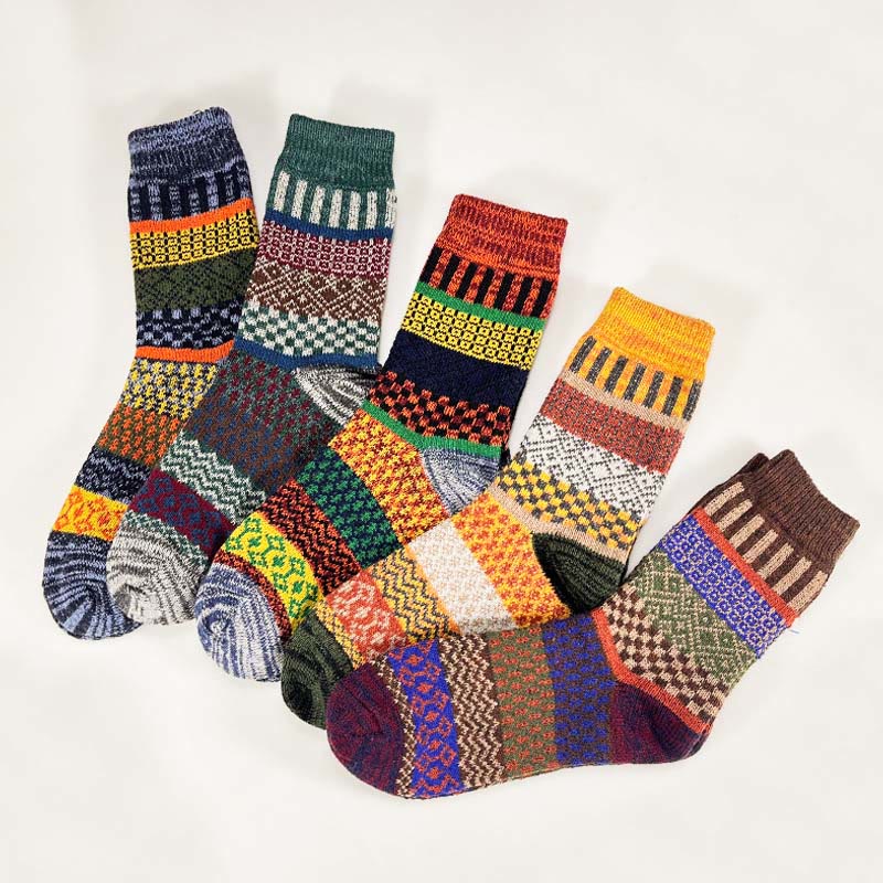 Double Needle Retro Quarter Socks(5 Pairs) - Multicolor - EU36-43(US3-9) - image 2