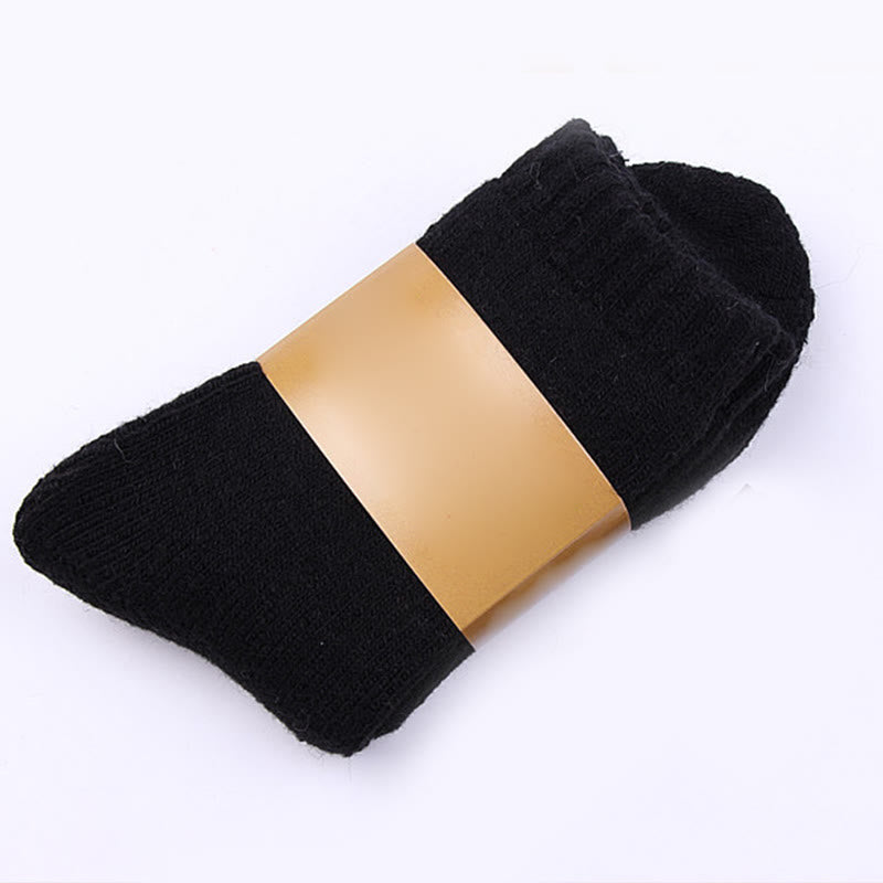Solid Color Wool Quarter Socks(5 Pairs) - Black - EU39-44(US6-10) - image 4