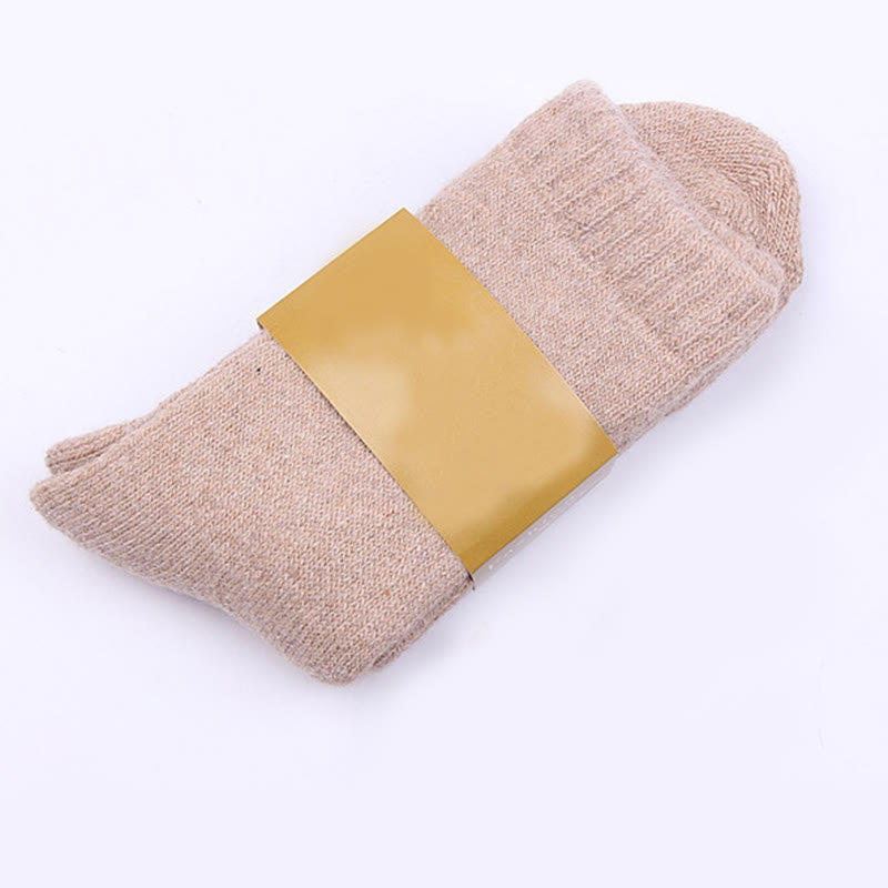 Solid Color Wool Quarter Socks(5 Pairs) - Khaki - EU39-44(US6-10) - image 6