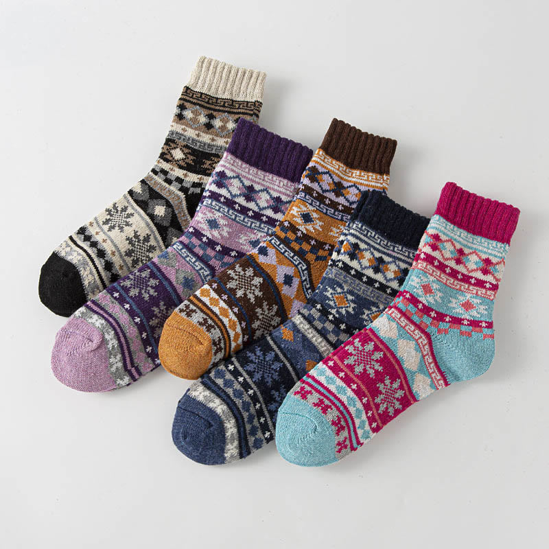 Thick Ethnic Style Quarter Socks(5 Pairs) - Multicolor C - EU36-40(US3-7) - image 9