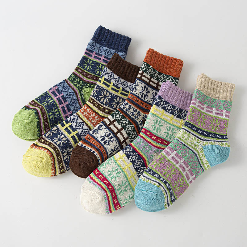 Thick Ethnic Style Quarter Socks(5 Pairs) - Multicolor A - EU36-40(US3-7) - image 7